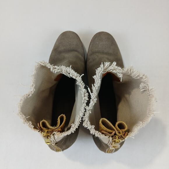 Zadig & Voltaire Teddy Skull Suede Canvas Ankle Boots Fringe EU 37 US 7 - Picture 4 of 11